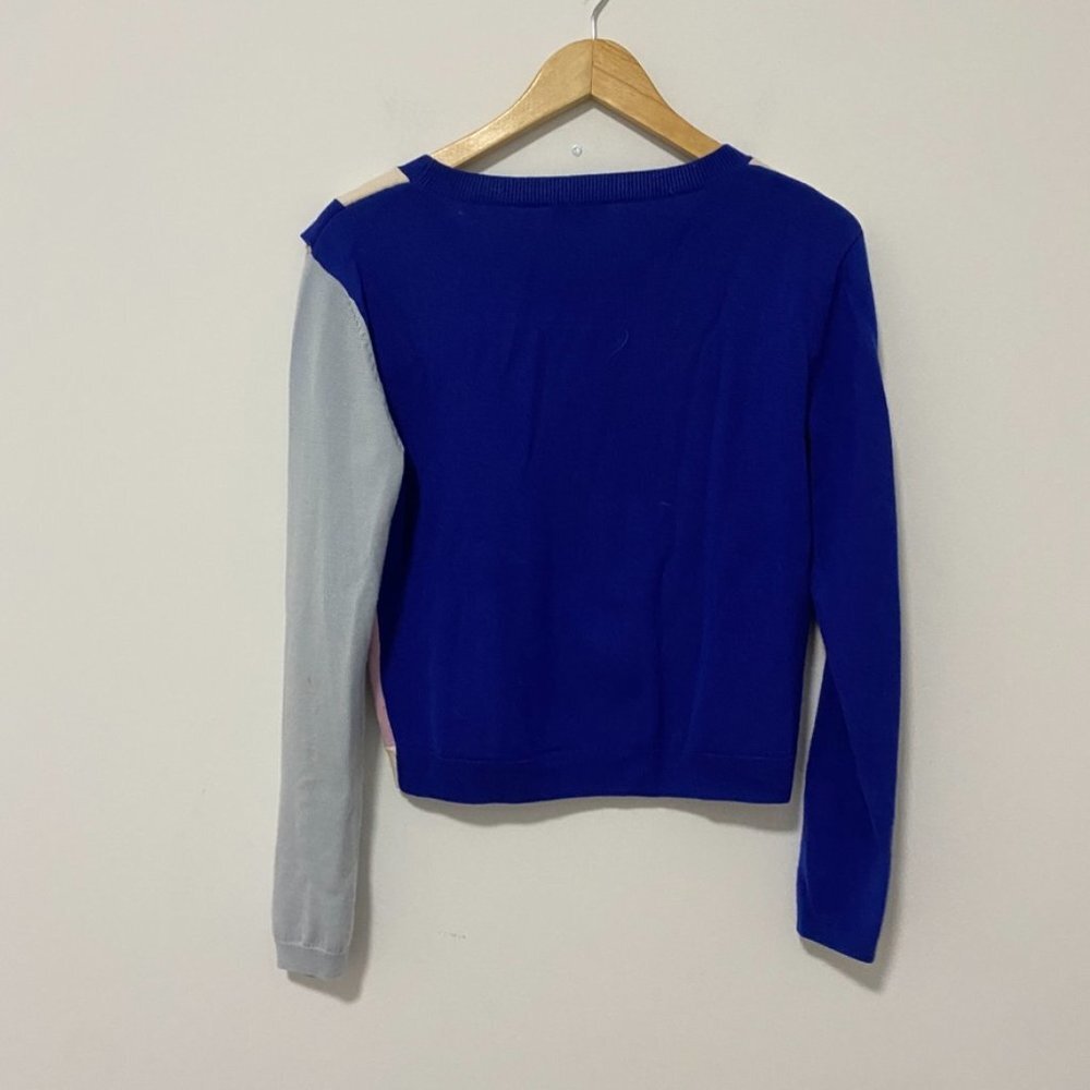 Absolute Blue & White Color Block Knit Sweater Size Medium - Picture 5 of 5